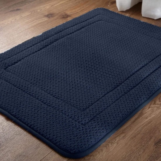 Tapete Aconchego Antiderrapante Rozac 45cm x 65cm Azul Marinho
