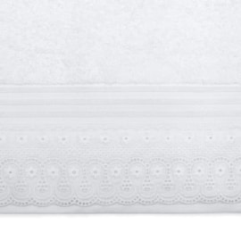 Toalha de Banho Gigante Fio Egipcio com Renda Buettner Renascença Branco Toalha de Banho Gigante Fio Egipcio com Renda Buettner Renascença Branco