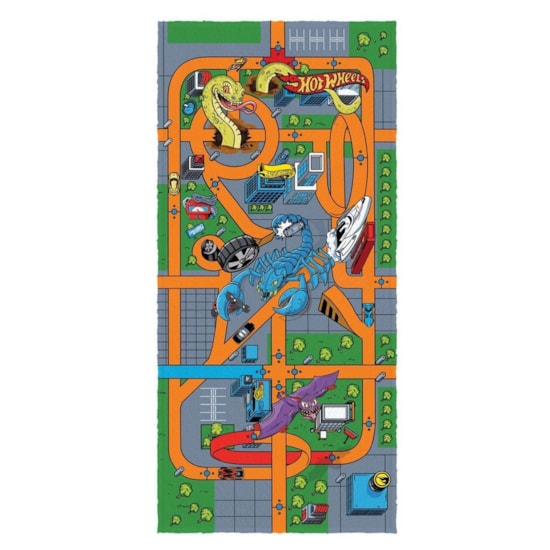 Toalha de Banho Infantil Felpuda Lepper Hot Wheels Pista