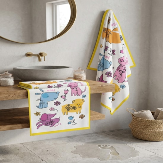 Toalha de Banho Infantil Teka Candy Cachorrinhos