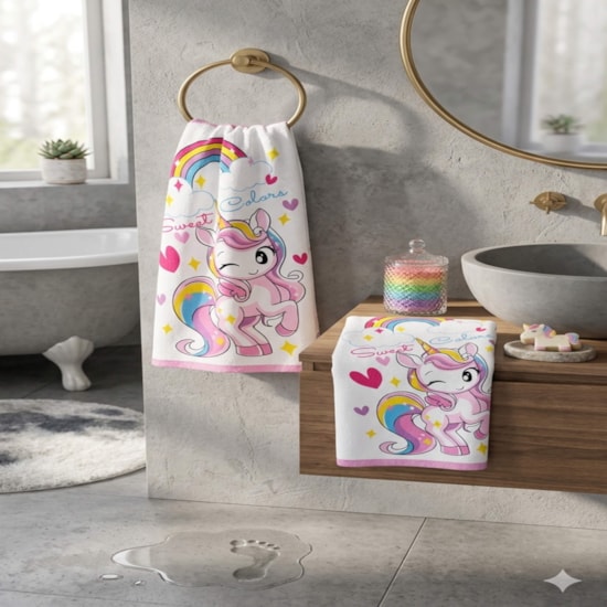 Toalha de Banho Infantil Teka Candy Unicórnio II