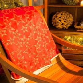 Toalha de Mesa Karsten Natal 1,75x3,20 Golden Estrelas Vermelho Toalha de Mesa Karsten Natal 1,75x3,20 Golden Estrelas Vermelho