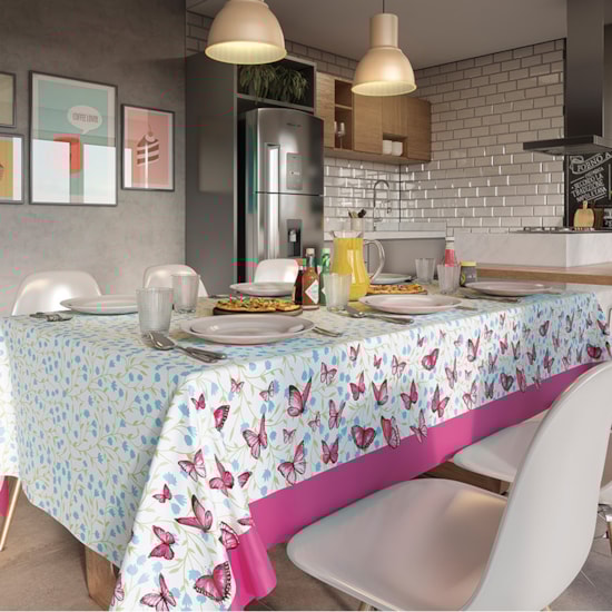 Toalha de Mesa Quadrada Teka Basic 1,40m x 1,40m Borboletas Toalha de Mesa Quadrada Teka Basic 1,40m x 1,40m Borboletas