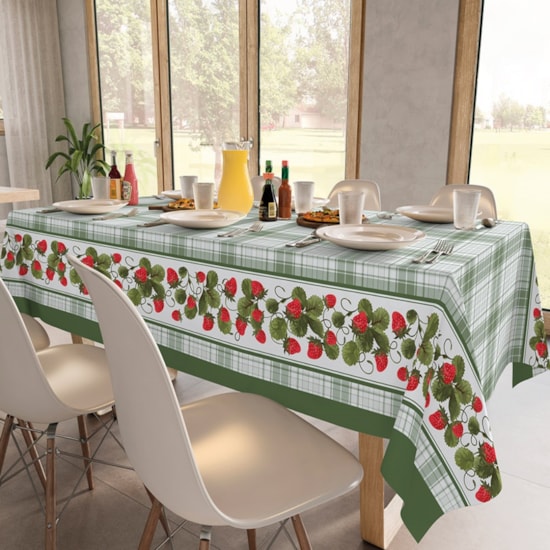 Toalha de Mesa Quadrada Teka Basic 1,40m x 1,40m Morangos Toalha de Mesa Quadrada Teka Basic 1,40m x 1,40m Morangos