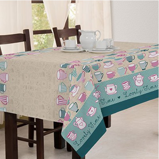 Toalha de Mesa Quadrada Teka Basic 1,40m x 1,40m Tea Time Toalha de Mesa Quadrada Teka Basic 1,40m x 1,40m Tea Time