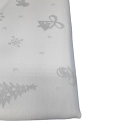 Toalha de Mesa Raner Natal 1,55m x 2,95m Arvore e Flocos Prateados