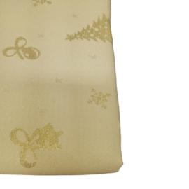Toalha de Mesa Raner Natal 1,55m x 3,95m Arvore e Flocos Dourados