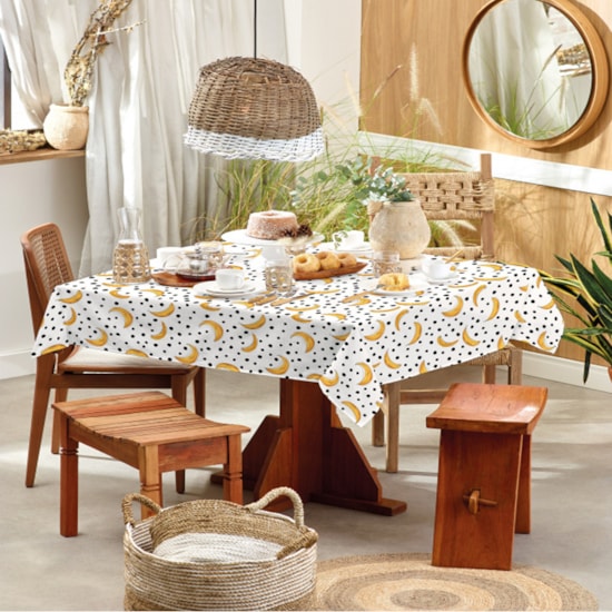 Toalha de Mesa Retangular Teka Basic 1,40m x 2,10m Bananas Toalha de Mesa Retangular Teka Basic 1,40m x 2,10m Bananas