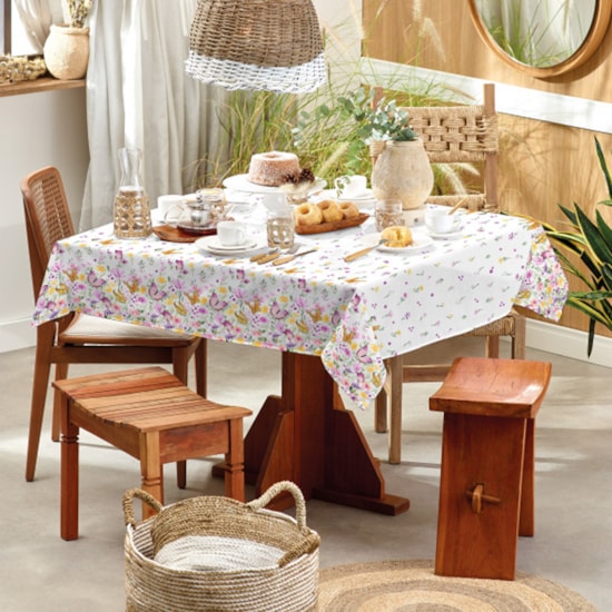 Toalha de Mesa Retangular Teka Basic 1,40m x 2,10m Borboletas Toalha de Mesa Retangular Teka Basic 1,40m x 2,10m Borboletas