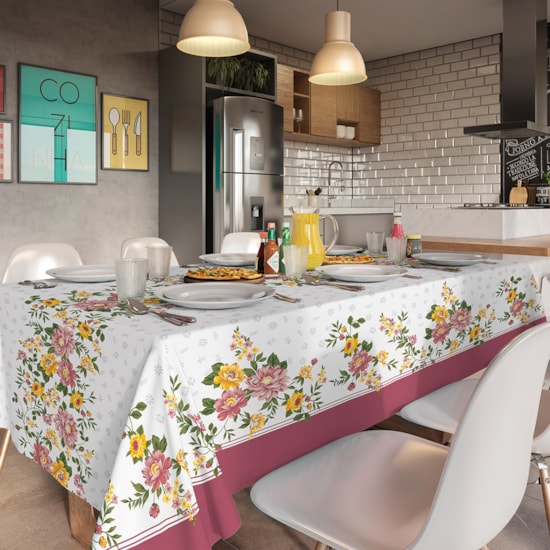 Toalha de Mesa Retangular Teka Basic 1,40m x 2,10m Florescer Toalha de Mesa Retangular Teka Basic 1,40m x 2,10m Florescer