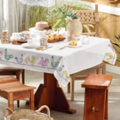 Toalha de Mesa Retangular Teka Basic 1,40m x 2,10m Galinhas Toalha de Mesa Retangular Teka Basic 1,40m x 2,10m Galinhas