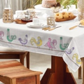 Toalha de Mesa Retangular Teka Basic 1,40m x 2,10m Galinhas Toalha de Mesa Retangular Teka Basic 1,40m x 2,10m Galinhas