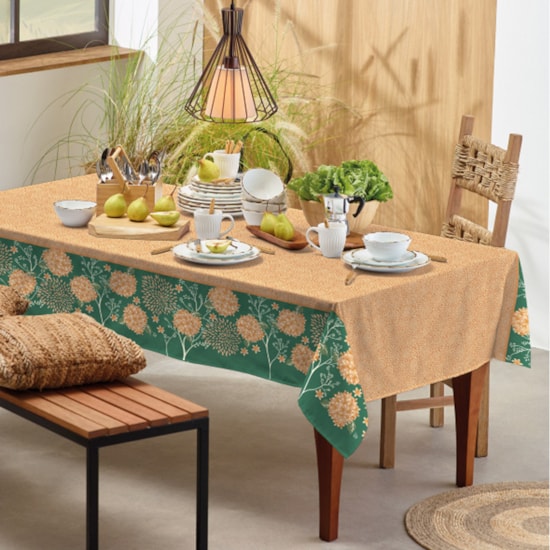 Toalha de Mesa Retangular Teka Basic 1,40m x 2,10m Hortência Toalha de Mesa Retangular Teka Basic 1,40m x 2,10m Hortência