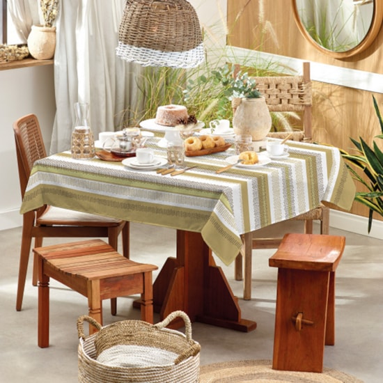 Toalha de Mesa Retangular Teka Basic 1,40m x 2,10m Listradinho Toalha de Mesa Retangular Teka Basic 1,40m x 2,10m Listradinho