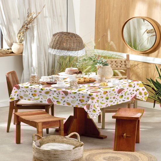 Toalha de Mesa Retangular Teka Basic 1,40m x 2,10m Salada de Fruta Toalha de Mesa Retangular Teka Basic 1,40m x 2,10m Salada de Fruta