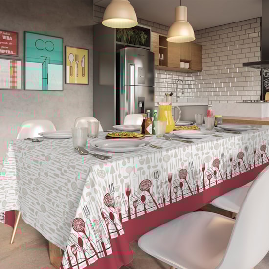 Toalha de Mesa Retangular Teka Basic 1,40m x 2,10m Talheres Toalha de Mesa Retangular Teka Basic 1,40m x 2,10m Talheres