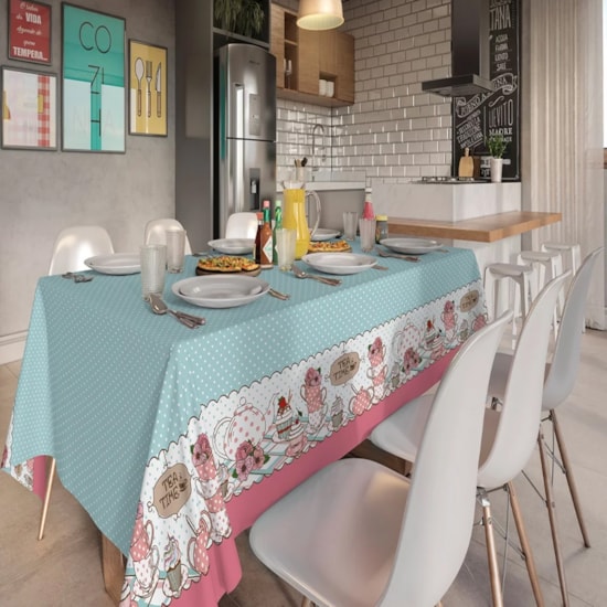 Toalha de Mesa Retangular Teka Basic 1,40m x 2,10m Tea Time II Toalha de Mesa Retangular Teka Basic 1,40m x 2,10m Tea Time II