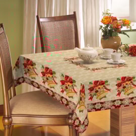 Toalha de Mesa Rústica Raner Natal 1,40x1,40 Sinos Toalha de Mesa Rústica Raner Natal 1,40x1,40 Sinos