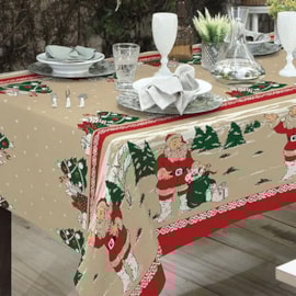 Toalha de Mesa Rústica Raner Natal 1,40x2,10 Papai Noel Toalha de Mesa Rústica Raner Natal 1,40x2,10 Papai Noel