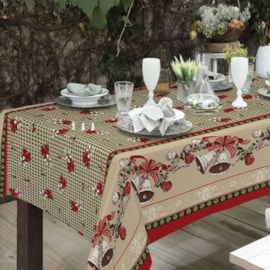Toalha de Mesa Rústica Raner Natal 1,40x2,10 Sinos Toalha de Mesa Rústica Raner Natal 1,40x2,10 Sinos