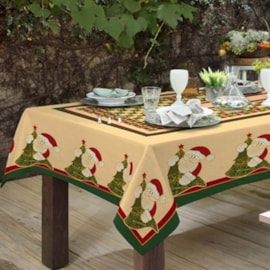 Toalha de Mesa Rústica Raner Natal 1,40x2,40 Arvore e Papai Noel Toalha de Mesa Rústica Raner Natal 1,40x2,40 Arvore e Papai Noel