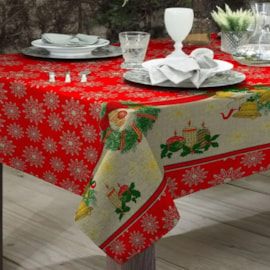 Toalha de Mesa Rústica Raner Natal 1,40x2,90 Velas Enfeite