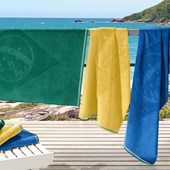 Toalha de Praia Bouton Jacquard Veludo Bandeira Brasil Amarelo