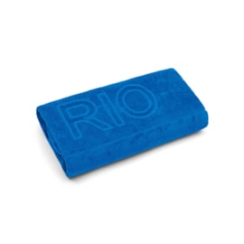 Toalha de Praia Bouton Jacquard Veludo Cristo Redentor Azul Toalha de Praia Bouton Jacquard Veludo Cristo Redentor Azul