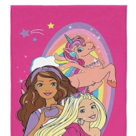 Toalha de Praia Infantil Aveludada Barbie Unicornio Lepper Toalha de Praia Infantil Aveludada Barbie Unicornio Lepper