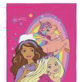 Toalha de Praia Infantil Aveludada Barbie Unicornio Lepper Toalha de Praia Infantil Aveludada Barbie Unicornio Lepper
