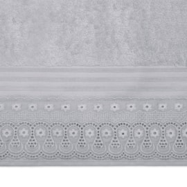 Toalha de Rosto Fio Egipcio com Renda Buettner Renascença Cinza Toalha de Rosto Fio Egipcio com Renda Buettner Renascença Cinza