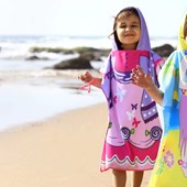 Toalha Poncho de Praia Infantil com Capuz Princesa