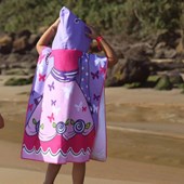 Toalha Poncho de Praia Infantil com Capuz Princesa