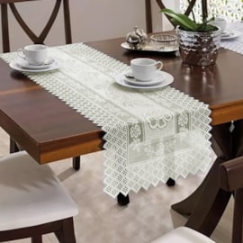Trilho de Mesa Interlar Renda Portuguesa Bege 50x160 Trilho de Mesa Interlar Renda Portuguesa Bege 50x160