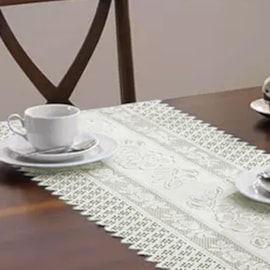 Trilho de Mesa Interlar Renda Portuguesa Bege 50x160 Trilho de Mesa Interlar Renda Portuguesa Bege 50x160